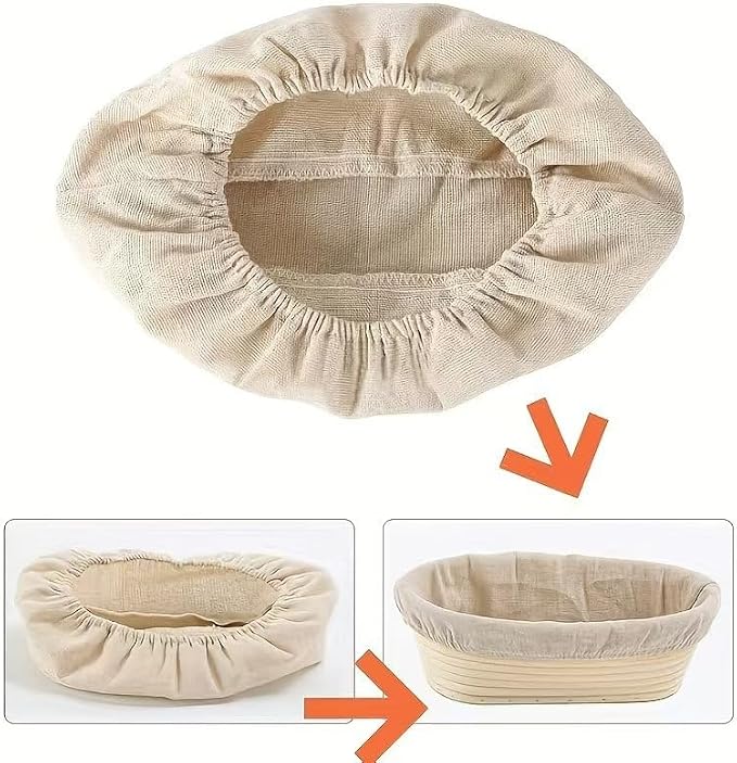 6 Pcs Bread Proofing Basket Cloth Liner, 3 Pcs 10 Inch Oval & 3 Pcs 9 Inch Round Banneton Basket Liner, Natural Rattan Banneton Proofing Cloth for Home Baking