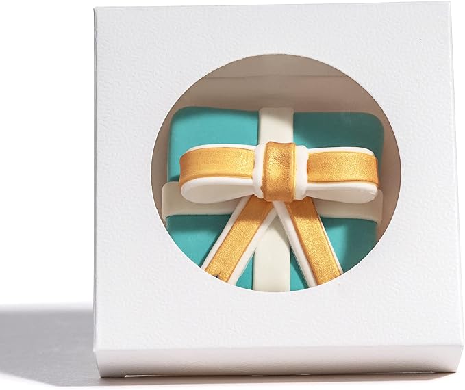 RomanticBaking Valentine Cookies Boxes With Window 4 3/8" x 4 3/8" x 1 1/5" 100 Pack individul Pyo Small Gift Boxes Mini Dount/Pie Boxes