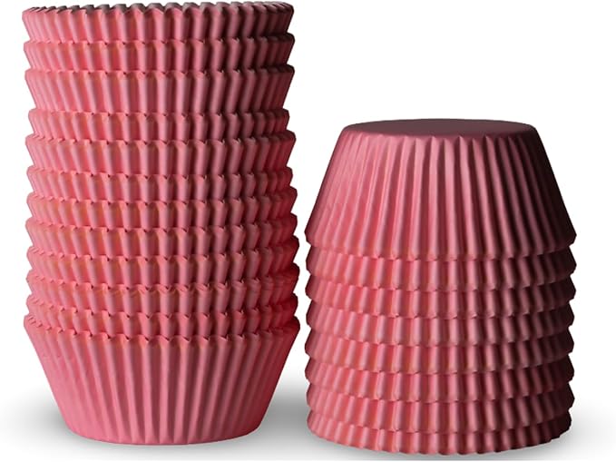 200 Paper Cupcake Liners, Muffin Liners or Baking Cups for Desserts, Muffins, Cupcakes and More Treats; Grease Proof, No Smell, Food Grade, Nut Serving Containers (Pink)