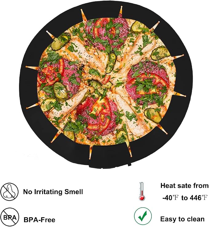 Adjustable Pie Crust Shield,Pie Edge Protector Tools,Round Silicone Baking Cake Pizza Cover,BPA-Free,for Halloween Christmas Party Baking,Fits 8-11.5 Inches Pie (Black-2pcs)