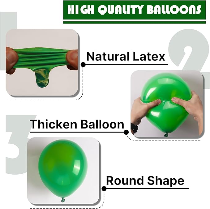 PartyWoo Green Balloons 100 pcs Different Sizes of 36 18 12 10 5 Inch Green Balloon Arch Kit Garland for Birthday Baby Shower Graduation Dinosaur Jungle Golf Football Theme Party Decorations Green-Y24