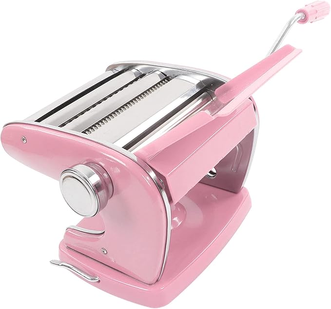 Manual Pasta Maker Machine 6 Adjustable Gears Hand Crank Noodle Press for Lasagna Fettuccine Dumpling Wrapper Dough Sheeter (Suction Cup Type 3 Blade)