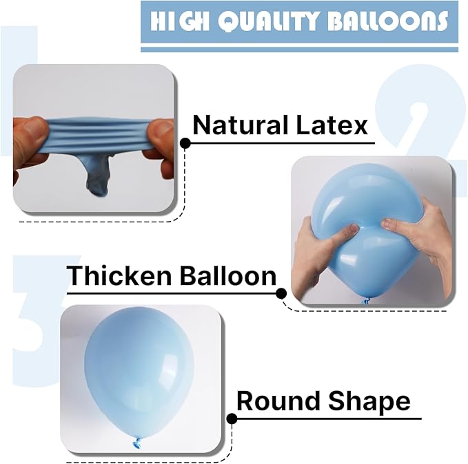 PartyWoo Light Blue Balloons 100pcs Different Sizes of 18 12 10 5 Inch Baby Pastel Sky Aqua Blue Balloon Arch Kit Garland for Birthday Gender Reveal Baby Shower Graduation Party Decorations Blue-Y4