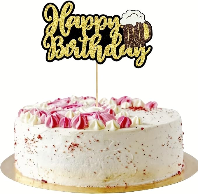 FBQ Glitter Beer Mug Cake Toppers DIY Cake Decoration Beers Festival Themed Celebrating Birthday Party Supplies