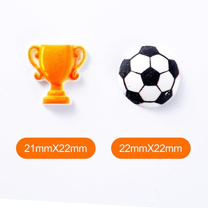 Soccer Icing Decorations 24 Counts Edible Football & World Cup Trophy Royal Icing Decoration Sugar Sprinkles for Baking Cupcake Topper Cake Ice Cream Cookies Chocolate