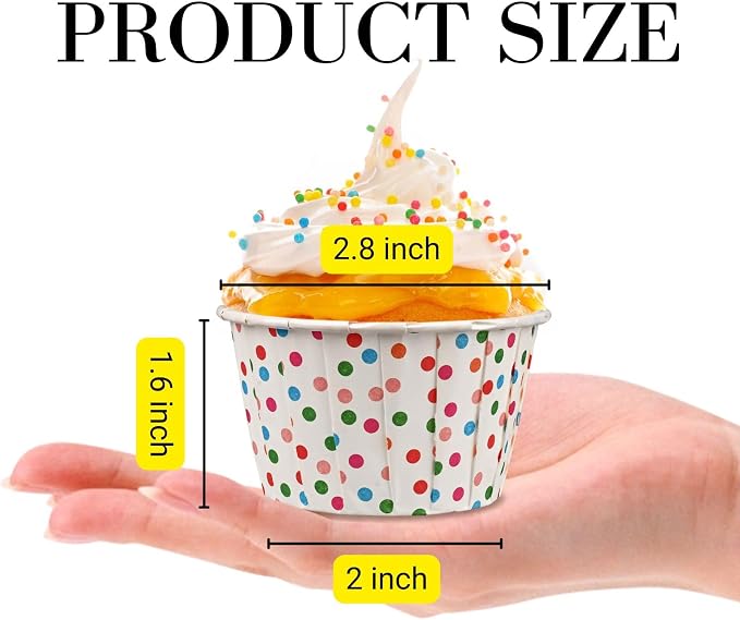 Cupcake Liners for Baking 50 Pack, Miliocry 3.5oz Mini Cupcake Cups Muffin Tins, Disposable Baking Cups Cake Containers Muffin Liners Wrappers Holders for Wedding Birthday Party Colorful Polka Dot