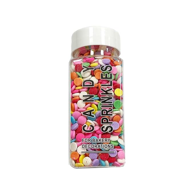 Homipooty Rainbow Round Sprinkles for Cake Decorating 100g/3.5oz Edible Confetti Sprinkles Mix for Baking, Ice Cream Toppings, Cupcakes, Cookies, Donuts