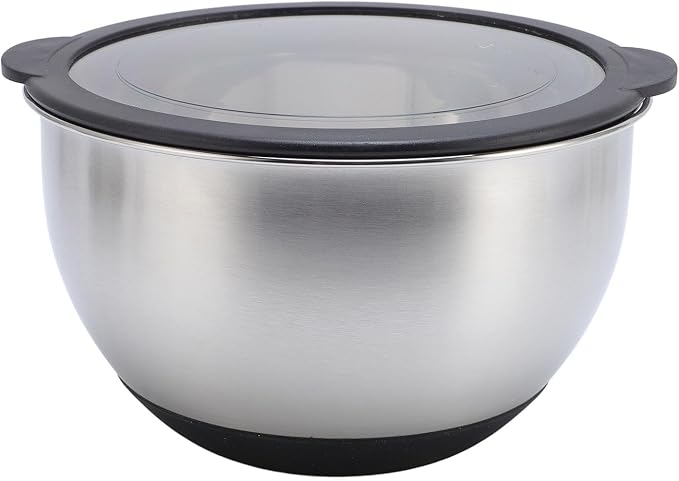 Stainless Steel Mixing Bowls Set, 3 Piece Bowl and Grater Set with Lids, 10in 8.5in 6.9in Nested Kitchen Prep Mixing Bowls for Baking Salad Food Prep