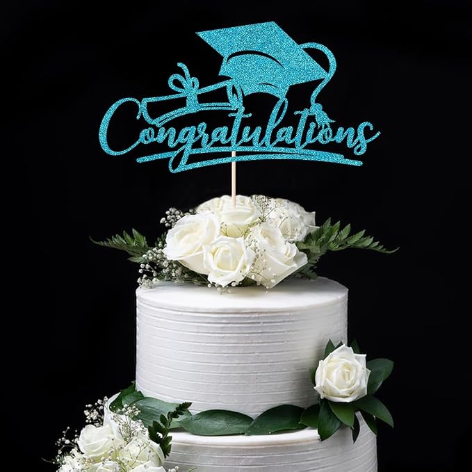 Congratulations 2026 Graduation Cake Topper,Congrats Grad Cake Decor - 2026 High School/College/Senior Graduation Party Decorations Supplies (navy blue)