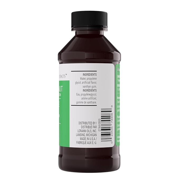 LorAnn Oils Coconut Bakery Emulsion: True Essence, Ideal for Boosting Fruit Tones in Cakes, Cookies & Desserts, Gluten-Free, Keto-Friendly, Extract Substitute Essential for Your Kitchen, 4 Oz