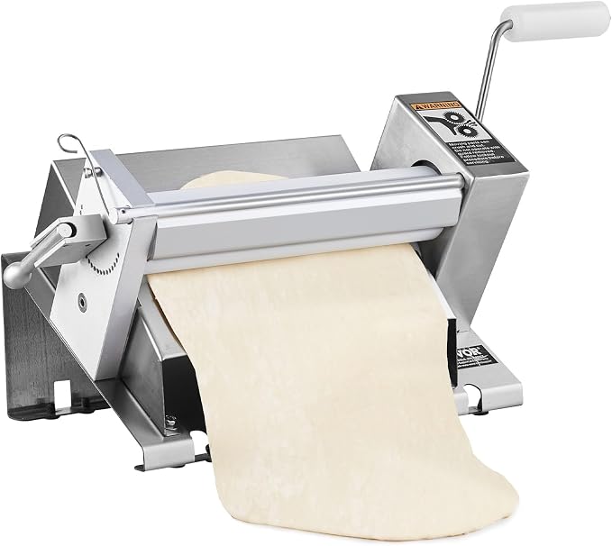 VEVOR Manual Dough Sheeter Machine, Puff Pastry Sheeter and Fondant Roller, Removable Handle, Panel, Roller for Easy Cleaning, Max 1/2 inch Adjustable Thickness, for Home or Small Commercial Kitchens