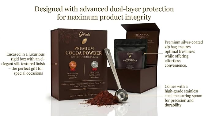 Grevista 100% Pure Cocoa Powder – Unmistakably Premium Quality | Bronze & Silver Medal-Winning | 235mg Natural Polyphenol | Organic, Unsweetened, Heavy Metal-Free, 33 Servings