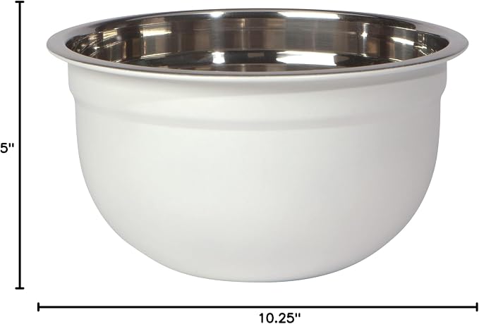 Now Designs Matte Coated Steel Mixing Bowls, White, 5 qt, 3 qt, 1.5qt, Set of 3
