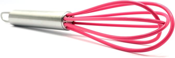 Mini Whisks 6 inch 2Pcs Stainless Whisk+silica gel, Hand Egg Mixer for Flour Cake Egg, Kitchen Cooking Baking Use Whisk