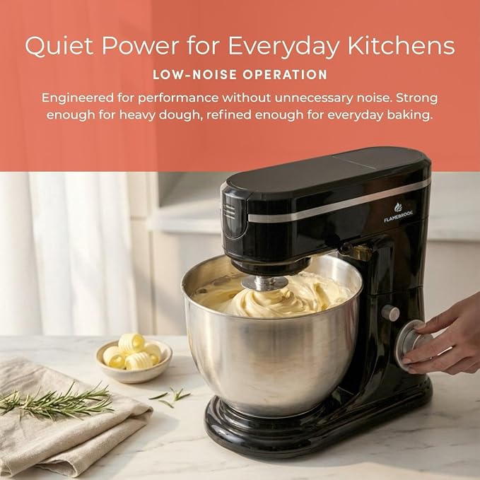 ProMix 1000 Stand Mixer, 700W Tilt-Head Kitchen Mixer with 6.3-Qt Stainless Steel Bowl, 6-Speed Control, Dough Hook, Flat Beater & Whisk, Planetary Mixing Action, Black