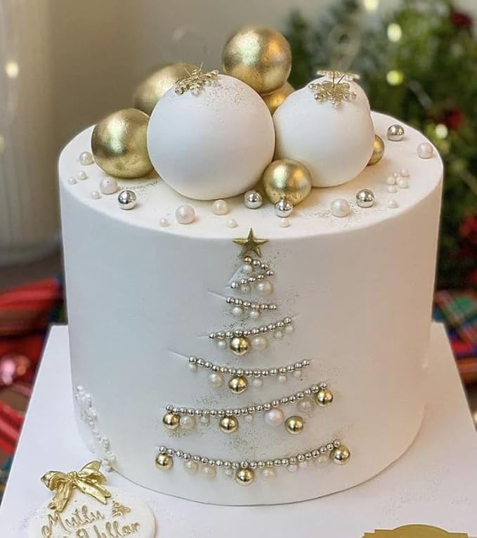 5 Sizes Gold Pearls Sugar Sprinkles 130g/4.6oz, 2,4,7,10,12mm Candy Pearl for Cake Decorating and Cupcake Toppers Cookie Decorations Ice Cream Topping Wedding Valentines Halloween Christmas