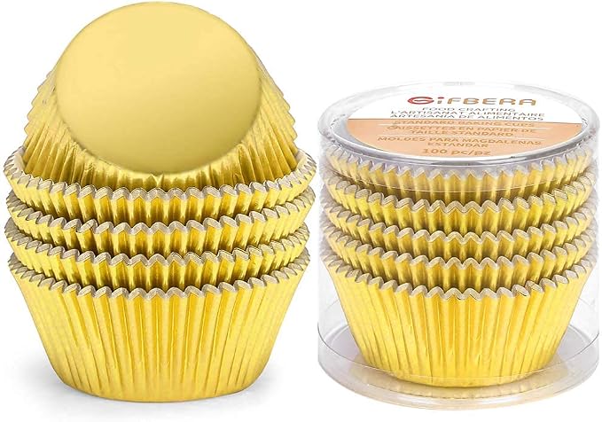 Gifbera Gold Foil Muffin Cupcake Liners/Baking Cups Standard Size, 100-Count