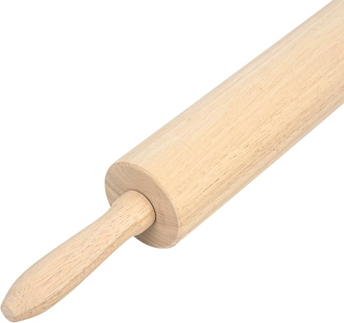 Restaurantware Wood Rolling Pin 1 Count 15 Inches Solid Wood Baking Tool, Ergonomic Dough Roller With Smooth Rotation, Beige Kitchen Pastry Tool for Professional Bakers