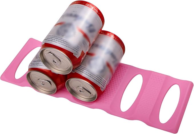 Webake Can Organizer for Pantry 2 Pack Silicone Bottle and Can Stacker Mat, Can Holder Storage Rack Space Saver for Refrigerator, Kitchen, Cabinet, Countertop, Shelf (Pink)