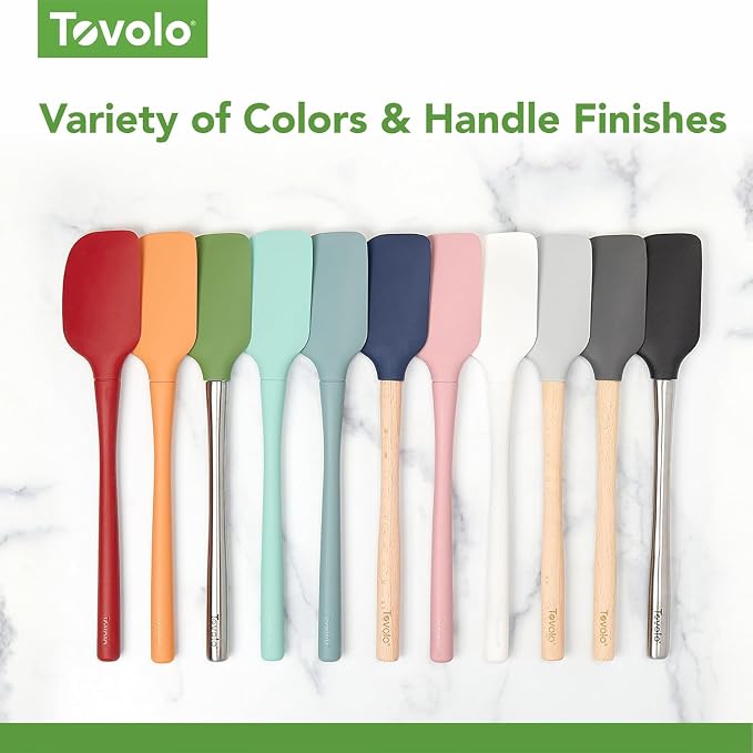 Tovolo Flex Core 5 Piece Silicone Spatula Set Heat Resistant All Silicone Utensils Include Non Stick Spatula Spoonula Jar Scraper, Dishwasher Safe BPA Free Spatulas for Baking Mixing, Apricot Orange