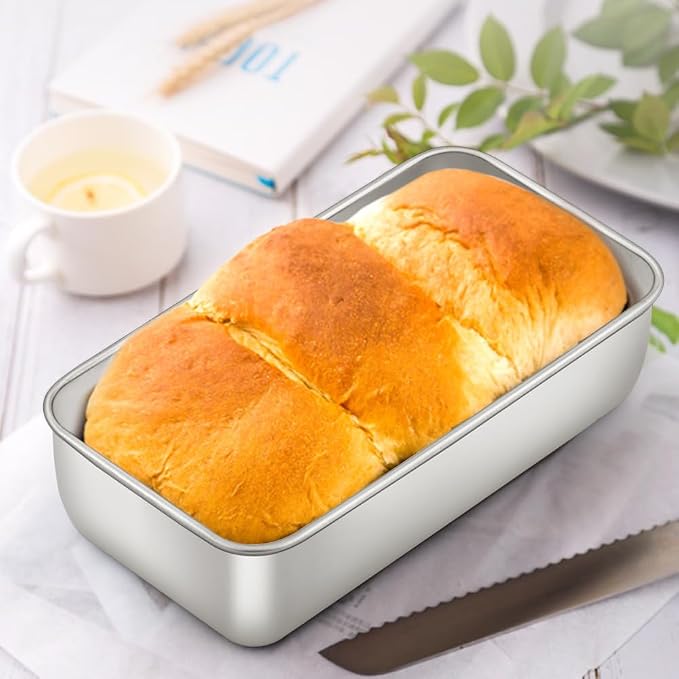 E-far Bread Pans for Homemade Bread, 14 Pack 9 x5 Inch Stainless Steel Loaf Pans, Rectangle Metal Bakeware for Baking Banana Loaf Meatloaf Brownies, Healthy & Non Toxic, Easy Release & Dishwasher Safe