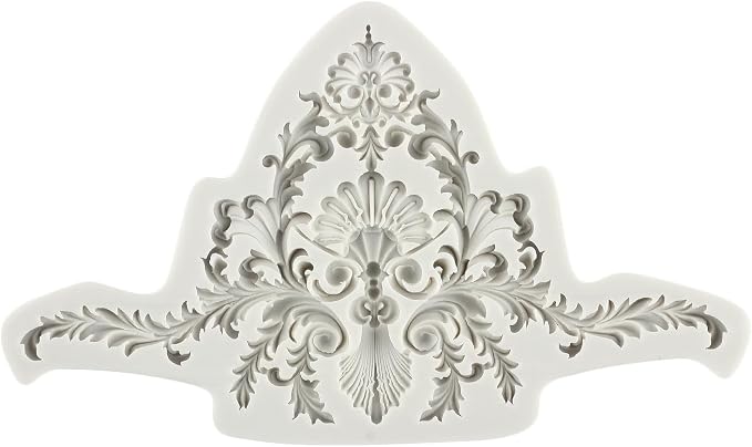 Baroque Style Curlicues Scroll Lace Fondant Silicone Molds Relief Flower Mold Filigree Mold 3D Sculpted Flower For Sugar Cake Decorating Cupcake Topper Chocolate Gum Paste Candy Polymer Clay