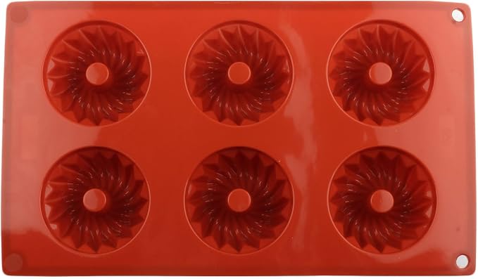 6 Cavity Fluted Cake Pan Silicone Chocolate Molds For Candy Chocolate Baking Cupcakes Donuts