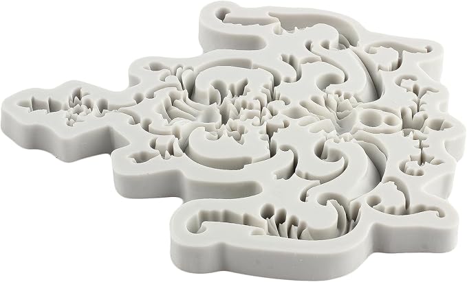 Baroque Fondant Molds Curlicues Scroll Lace Border Silicone Mold Filigree Mold 3D Sculpted Flower For Sugar Cake Decorating Cupcake Topper Chocolate Gum Paste Candy Polymer Clay