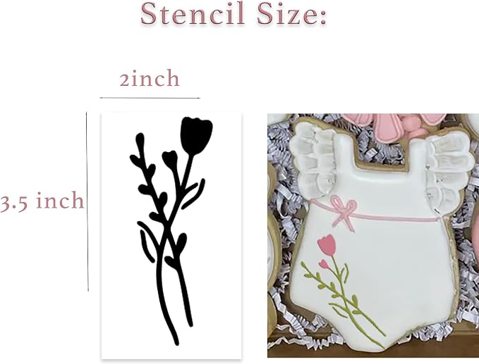 16Pcs Scroll Tile Small Wildflower Flower Cookie Stencils for Baking, Royal Icing, Sugar Cookie, Art Cards Decorating Tools 