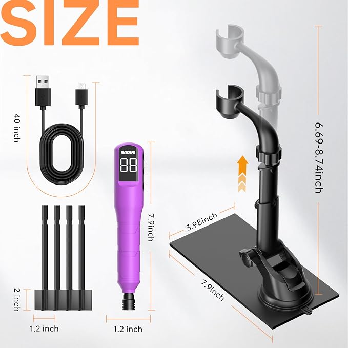 Rechargeable Resin Mixer with Stand | 3 Speeds Control | Timed Stop Function | 4 Electric Stirrer Paddles for Epoxy Resin, Silicone, Paint Mixing, Soap Making, Resin Tools, DIY Crafts (Purple)