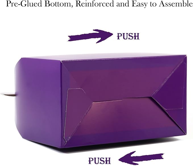 30Pcs Dark Purple Party Favor Treat Boxes Goodie Boxes with Handles | Gable Paper Gift Boxes Perfect for Purple Birthday Party Baby Shower Decoration Supplies
