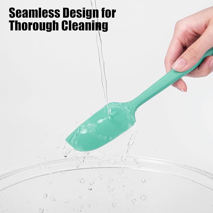 600°F Heat Resistant Small Spatula, Doosu Mini Food-Grade Silicone Bowl Scraper Compact Flexible Kitchen Cooking Baking Tool for Scraping Jar Jams Nut Butters & Mixing Stirring Sauce (Aqua Sky)