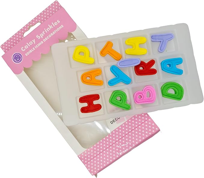 Edible Colorful 13pcs Big Edible Letters cake decorations, Spelling Happy Birthday cupcake toppers, perfect Icing Cookies decro for Birthday party Team Dinner