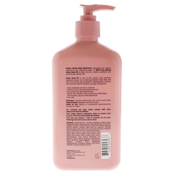 Hempz Sweet Jasmine & Rose Herbal Body Moisturizer for Women,17 Fl. oz. - Moisturizing Lotion with 100% Pure Hemp Seed Oil,Collagen,Shea Butter - Hydrating Vegan Lotion for Dry Skin,(Pack of 2)