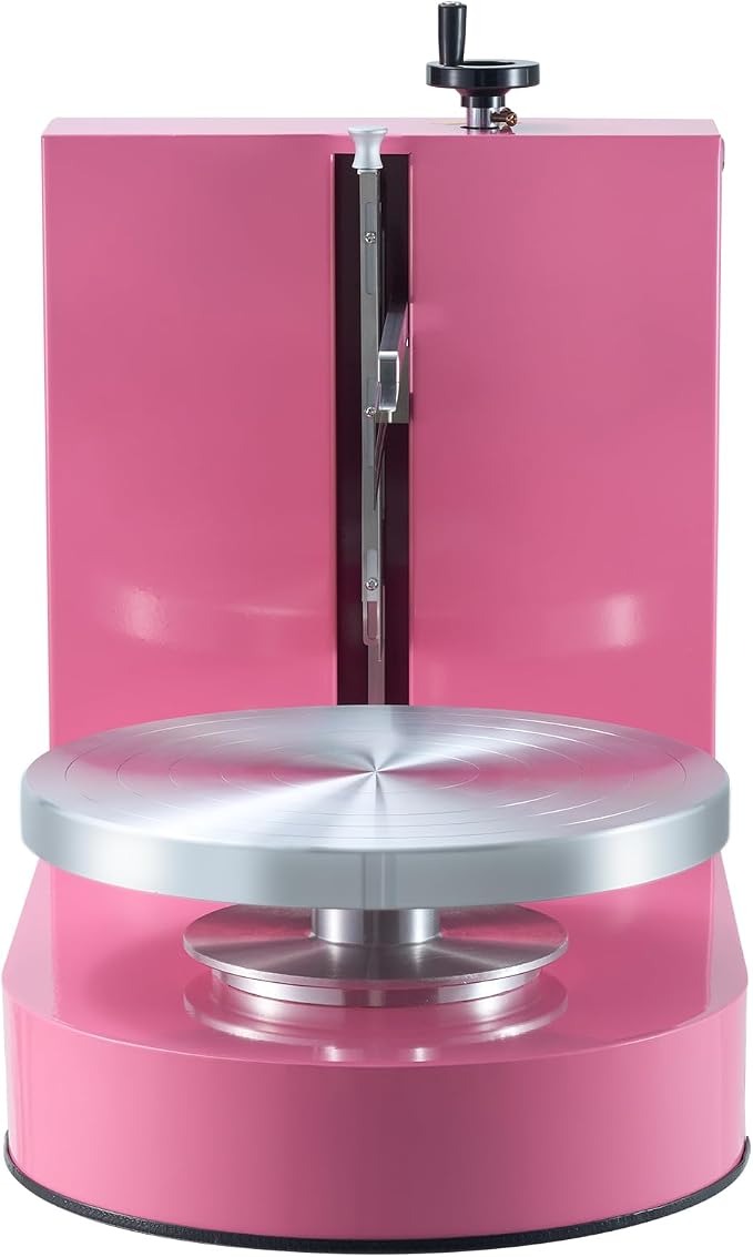 VEVOR Cake Decorating Machine, Cake Cream Spreading Coating Smearing Machine, Low Noise Cake Frosting Machine, Turntable with Adjustable Scraper, for 4" to 12" Cake, 25-320RPM Rotating Speed, Pink