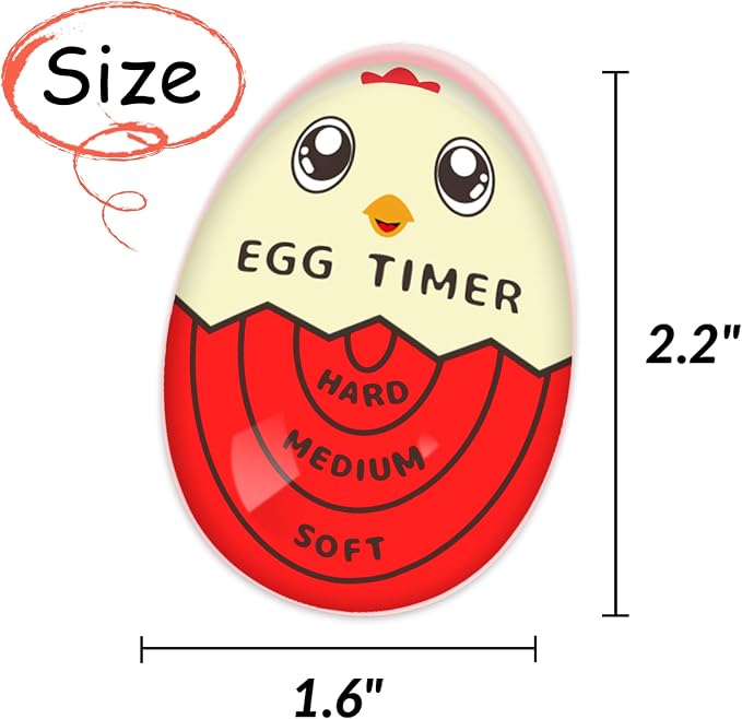 Lasubst Egg Timer for Boiling Eggs that Changes Color When Done, Red, Pack of 2