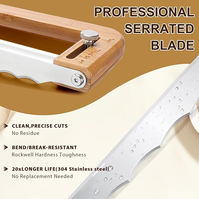 Adjustable Bread Knife for Homemade Bread,Upgraded Bread Slicer for Homemade & Sourdough Loaves,Stainless Steel Serrated Blade Precision Thickness Guide- Ideal Gift for Bakers
