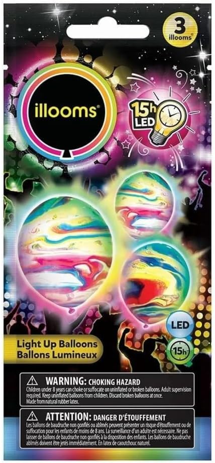 Marble Light-Up Latex Balloons - 9" | 3 Pcs,Pink/Purple