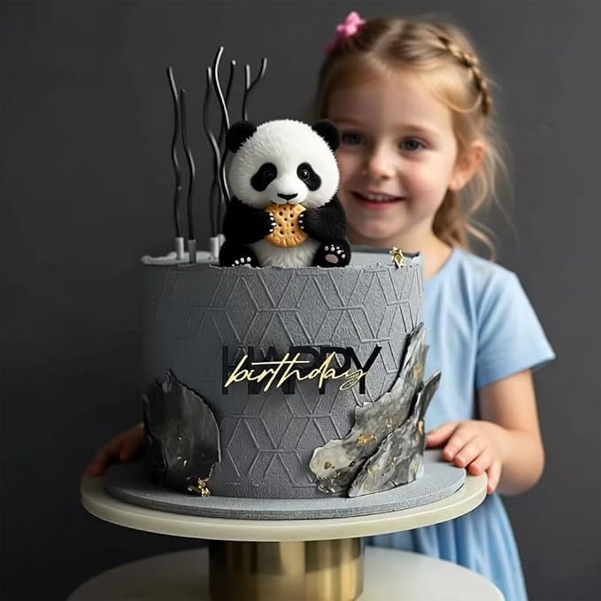 Happy Birthday Cake Topper, Black and Gold Mirror Acrylic, 3.54 x 0.98 Inches, 10 Pack DIY Party Cake Decorations