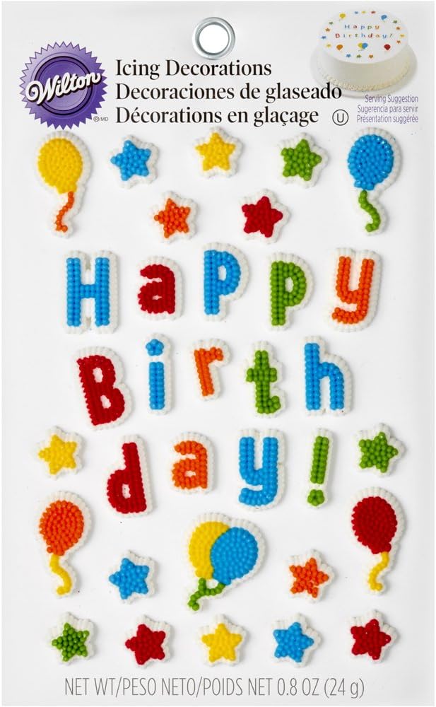 Wilton 710-6075 Kid's Birthday Edible Cake Topper Decorating Kit