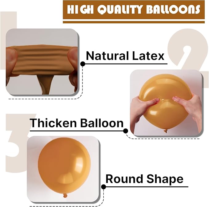 PartyWoo Light Brown Balloons 100 pcs Different Sizes of 18 12 10 5 Inch Caramel Brown Tan Boho Neutral Latex Balloon Arch Kit Garland for Birthday Wedding Baby Shower Party Decorations Brown-F10