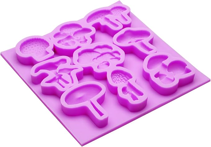 Mushroom Chocolate Mold, Mushroom Silicone Mold, Purple, 9 Cavities, Food-Grade, for Cake, Cupcake, Chocolate, Resin and Soap Crafts