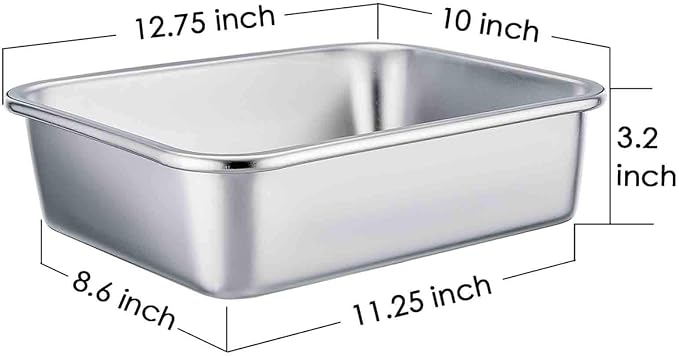 TeamFar Lasagna Pan, Rectangular Cake Pan Brownie Bake Dish Stainless Steel, 12.75’’×10’’×3.2", Heavy Duty & Healthy, Deep Side & Brushed Surface, Easy Clean & Dishwasher safe