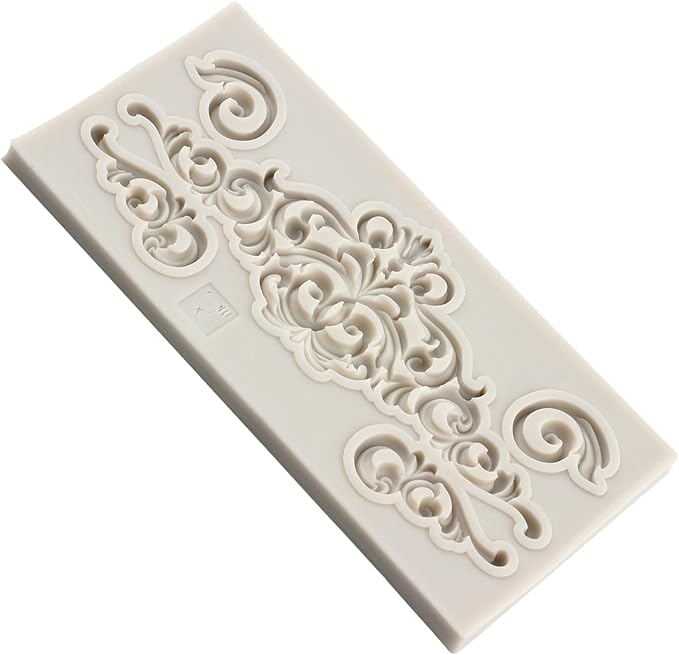 Baroque Fondant Molds Curlicues Scroll Lace Border Candy Silicone Mold For Cake Decorating Cupcake Topper Chocolate Gum Paste Polymer Clay Set Of 1