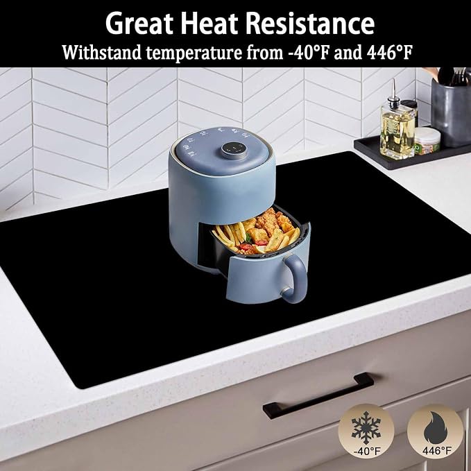 Super Large Silicone Mat, 120"x24" Silicone Mats for Kitchen Counter, Non-slip Heat Resistant Mat,Thicken Kitchen Counter Mat, Waterproof Countertop Protector for Craft (Black)