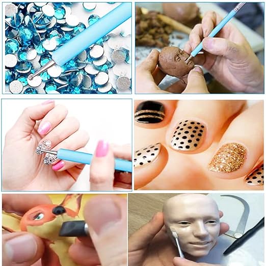 10pcs Blue Dental Resin Brush Pens, Silicone Clay Sculpting Tool Modeling Dotting Tool