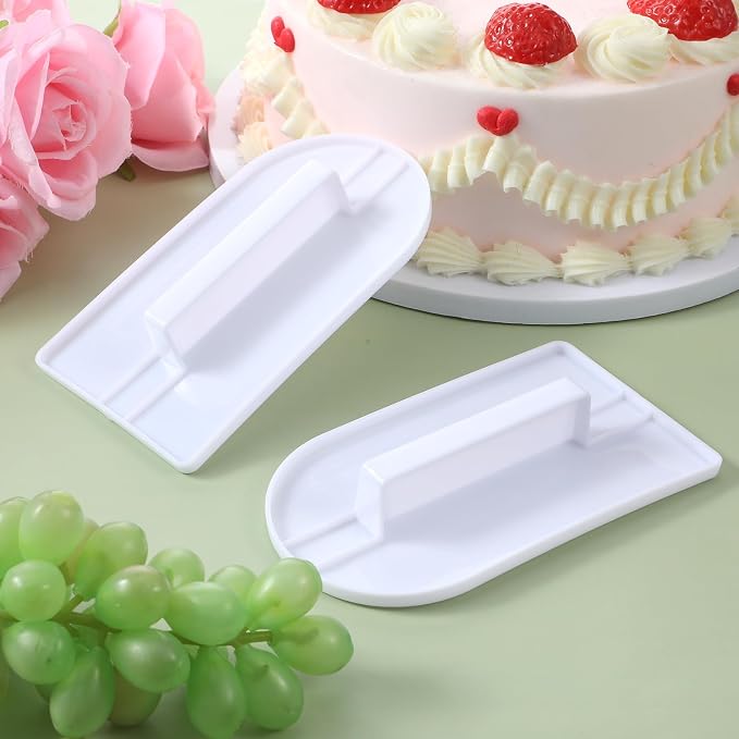 2Pcs Fondant Smoothing, 14.5 x 8 cm/5.7" x 3.1" Fondant Tools Plastic Cake Decorating Smoother & Polisher Cake Decorating Tools Cake Leveler for Smoothing Icing Decoration Sugar Craft (White)