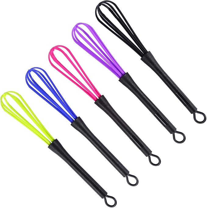 5-Pc Silicone Whisk Set Heat Non-Stick Balloon Whisks for Cookware 3 Sizes Large Mini Color-Coded Kitchen Tools