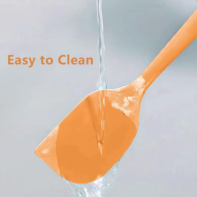 Orange Rubber Spatula for Kitchen Use, DUFEIMOY 10.8In Silicone Spatulas for Cooking Heat Resistant, Flexible Small Kitchen Spatula for Kitchen Nonstick Cookware