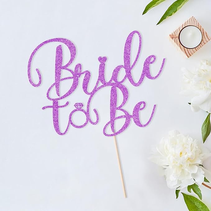 Glitter Bride to Be Cake Topper - Bridal Shower Cake Topper,for Wedding Shower/Engagement/Bachelorette/Hen Party Decorations (purple)